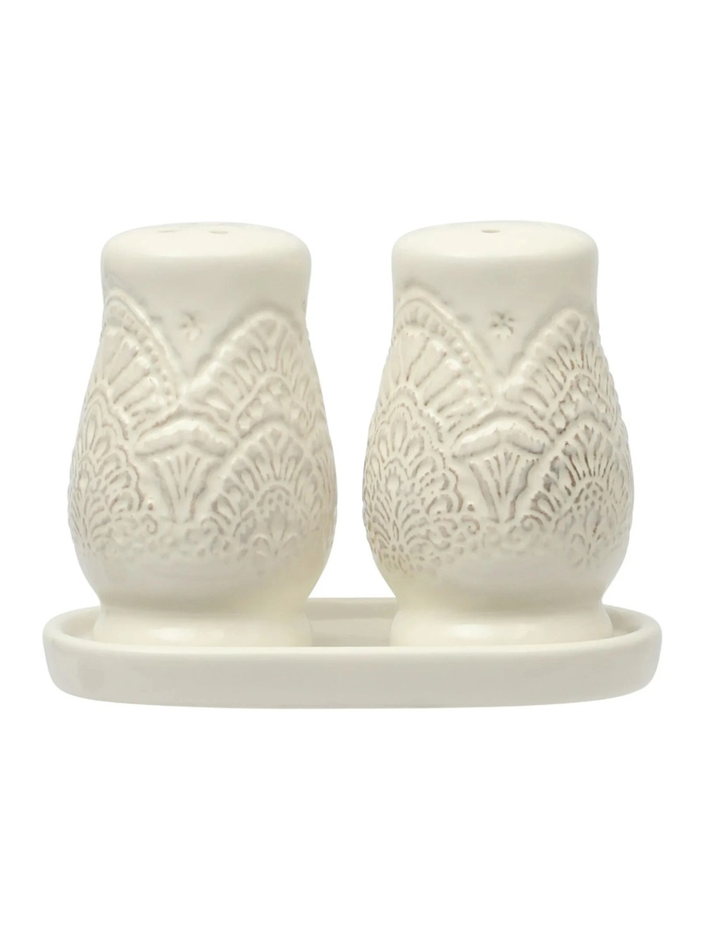 THE PIONEER WOMAN NWT 3pc Vintage Lace Stoneware salt & pepper shakers